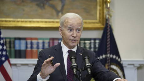 President Joe Biden speaks to reporters after a meeting with Congressional leaders about preventing a government default, at the White House in Washington, DC, May 9, 2023.