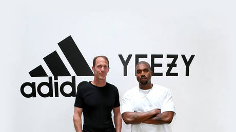 Adidas CMO Eric Liedtke and Kanye West at Milk Studios on June 28, 2016 in Hollywood, California