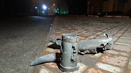 FILE PHOTO: A part of a rocket that was fired at Donetsk, 2022.
