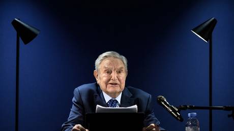 George Soros addresses the World Economic Forum's annual meeting in Davos, Switzerland, May 24, 2022