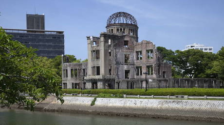 FILE PHOTO: The Genbaku Dome is seen in the Hiroshima Peace Memorial Park in Hiroshima, Japan, on May 21, 2023.