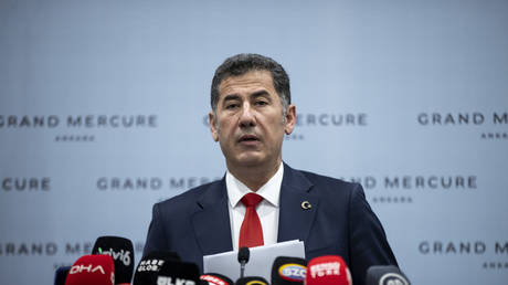 Sinan Ogan gives a press conference in Ankara, Turkiye on May 22, 2023.