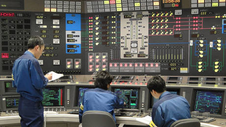 FILE PHOTO: Employees in a control room at one of the seven reactors at the Kashiwazaki-Kariwa nuclear power plant, Kashiwazaki, Japan