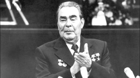 FILE PHOTO: Soviet leader Leonid Brezhnev addresses the delegates of the extraordinary session of the USSR Supreme Council.