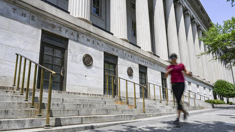 United States Department of the Treasury building is seen in Washington, United States on May 17, 2023.