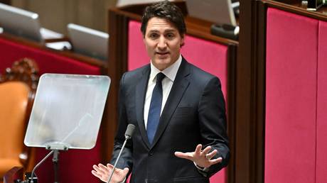 Canadian Prime Minister Justin Trudeau at the National Assembly in Seoul on May 17, 2023