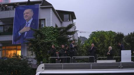 President Recep Tayyip Erdogan delivers a speech to supporters outside his residence in Istanbul, May 28, 2023