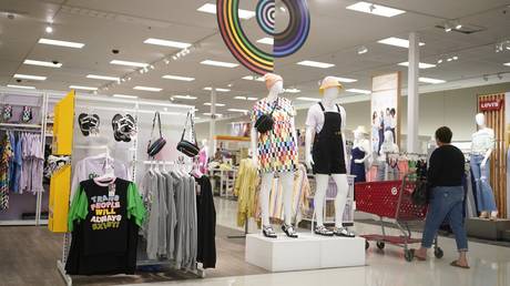 Pride month merchandise is displayed at the front of a Target store in Hackensack, New Jersey, May 24, 2023