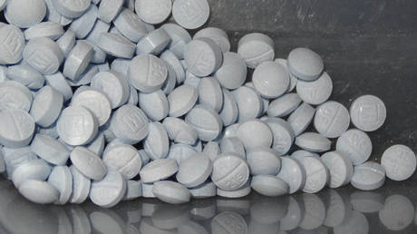 FILE PHOTO: Counterfeit oxycodone pills laced with fentanyl are seen after they were seized by authorities in Utah.