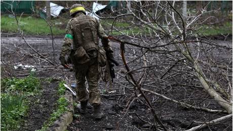 A Ukrainian soldier in Donbass, April 22, 2023.