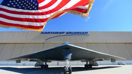 FILE PHOTO: A nuclear-capable B-2 bomber in Palmdale, California, 2014.