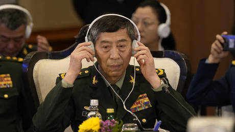 FILE PHOTO: Chinese Defense Minister General Li Shangfu during a meeting in New Delhi, India, April 28, 2023.