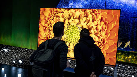 FILE PHOTO:  Visitors look at televisions at the stand of the LG brand at the electronics fair IFA.