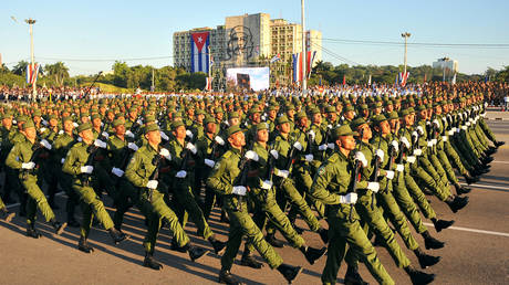 FILE PHOTO: Cuban troops participate in a military parade