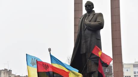Monument to Stepan Bandera in Lvov, Ukraine