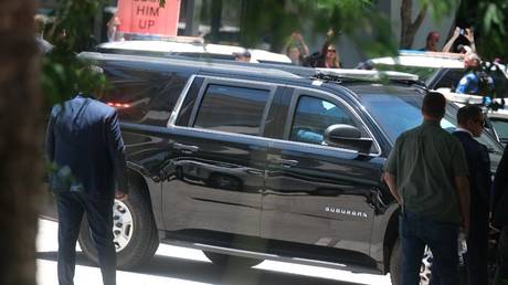 Donald Trump's motorcade arrives at Wilkie D. Ferguson Jr. United States Federal Courthouse in Miami, Florida, June 13, 2023