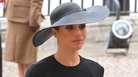 Meghan Markle arrives at the funeral service for Britain's Queen Elizabeth II at Westminster Abbey in London, Britain, September 19, 2022