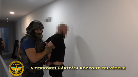 Police arrest a man accused of terrorism in Budapest, Hungary, in a video published on June 20, 2023