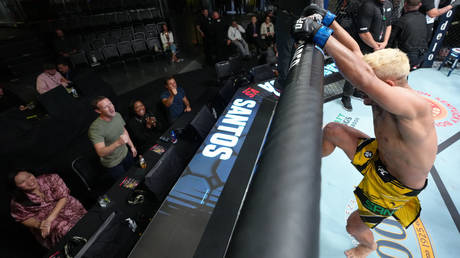 LMark Zuckerberg cheers Daniel Santos after his knockout victory over John Castaneda during the UFC Fight Night event at UFC APEX in Las Vegas, Nevada, US, October 01, 2022.