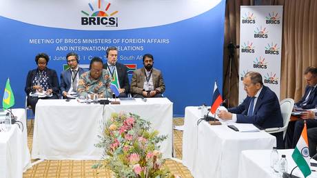 FILE PHOTO: A meeting of BRICS foreign ministers in Cape Town, South Africa.