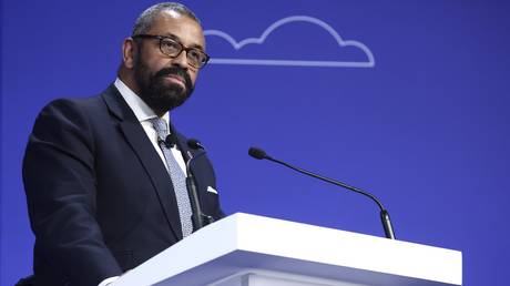 James Cleverly addresses the Ukraine Recovery Conference in London, Britain, June 22, 2023