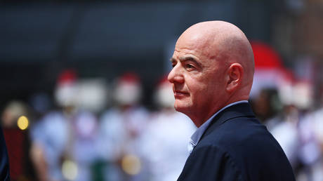 Gianni Infantino, President of FIFA looks on from the grid during the F1 Grand Prix of Monaco at Circuit de Monaco on May 28, 2023 in Monte-Carlo, Monaco