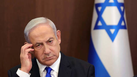 Israeli Prime Minister Benjamin Netanyahu attends the weekly cabinet meeting, June 25, 2023.