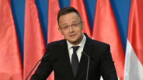 Peter Szijjarto speaks during a press conference in Budapest, Hungary, December 7, 2021