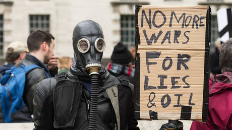 FILE PHOTO: An anti-war protest in London to oppose further military intervention against Syria.