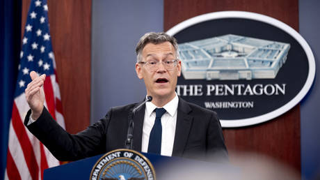 Under Secretary of Defense for Policy Colin Kahl speaks during a briefing at the Pentagon in Washington DC, July 7, 2023