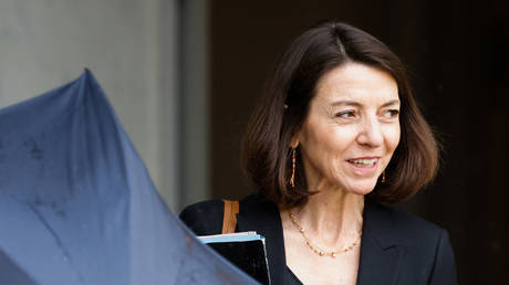 French Secretary of State for Europe Laurence Boone leaves the Elysee presidential palace after attending a cabinet meeting, on May 10, 2023.