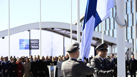 The flag of Finland is installed at NATO headquarters