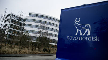 FILE PHOTO. The logo of Danish pharmaceutical company Novo Nordisk.