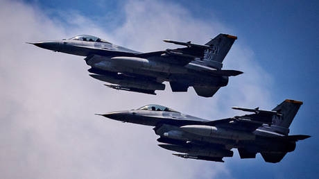 US Air Force F-16 fighter jets fly in formation during a joint exercise in May in the Philippines.