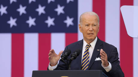 US President Joe Biden speaks in Vilnius, Lithuania on July 12, 2023.