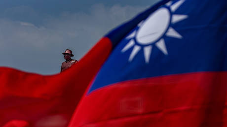 The national flag of Taiwan on September 24, 2022 in Kinmen, Taiwan