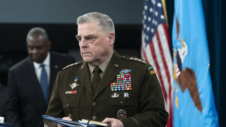 Chairman of the Joint Chiefs of Staff Gen. Mark Milley and Secretary of Defense Lloyd Austin, arrive for a news conference at the Pentagon, July 18, 2023