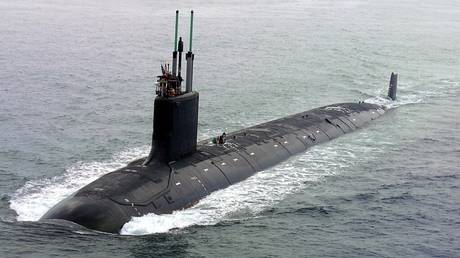 FILE PHOTO: A US Virginia-class submarine is seen during an exercise.