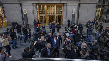 FTX founder Sam Bankman-Fried, who was an associate of Caroline Ellison, leaving the US Federal Court in New York on March 30, 2023.