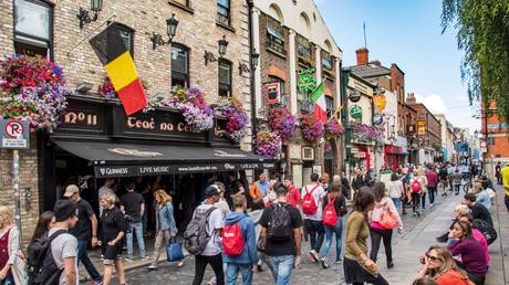 FILE PHOTO. A busy side street in the city of Dublin, Ireland