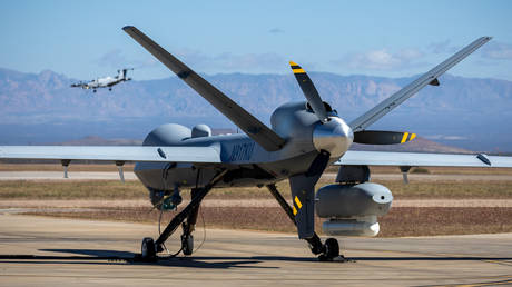 FILE PHOTO: An MQ-9 Reaper drone at Fort Huachuca, Arizona, 2022.
