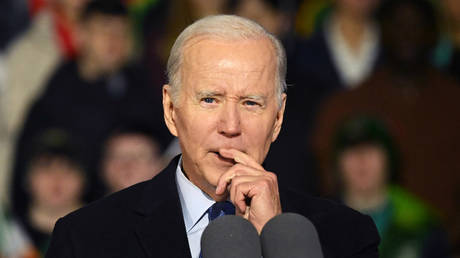 US President Joe Biden speaks to the crowd during a celebration event at St Muredach's Cathedral on April 14, 2023 in Ballina, Ireland