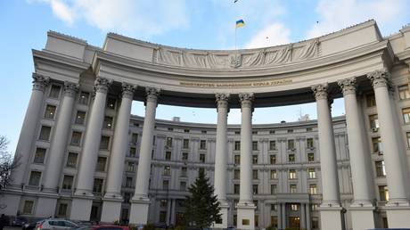 FILE PHOTO: The Ukrainian Foreign Ministry's building is seen in Kiev, Ukraine.