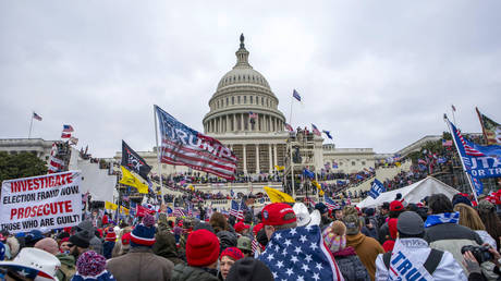 FILE PHOTO: Protesters loyal to President Donald Trump rally at the US Capitol in Washington on January 6, 2021
