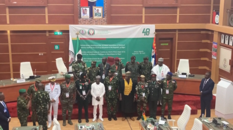 ECOWAS chiefs of staff pose for photo at end of meeting on Niger crisis, August 4, 2023