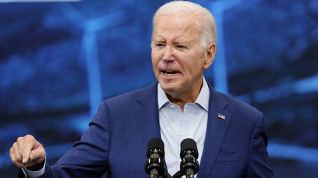 US President Joe Biden speaks at an event in Belen, New Mexico, August 9, 2023.