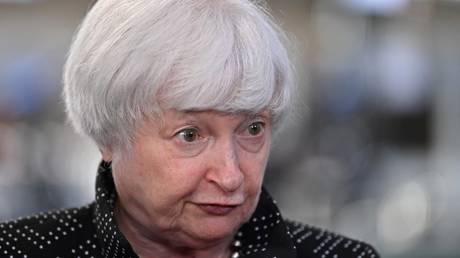 Janet Yellen speaks to reporters as she visits the Selex Motors production plant in Hanoi, Vietnam, July 20, 2023