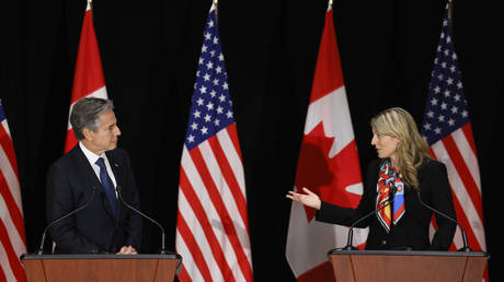 FILE PHOTO: Canada's Foreign Minister Melanie Joly speaks during a news conference with US Secretary of State Antony Blinken, October 27, 2022