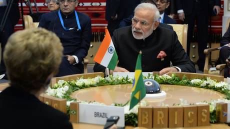 Prime Minister of the Republic of India Narendra Modi at the BRICS/SCO Summits on July 09, 2015 in Ufa, Russia