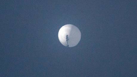 An alleged Chinese 'spy balloon' in the sky over Billings, Montana, February 1, 2023.